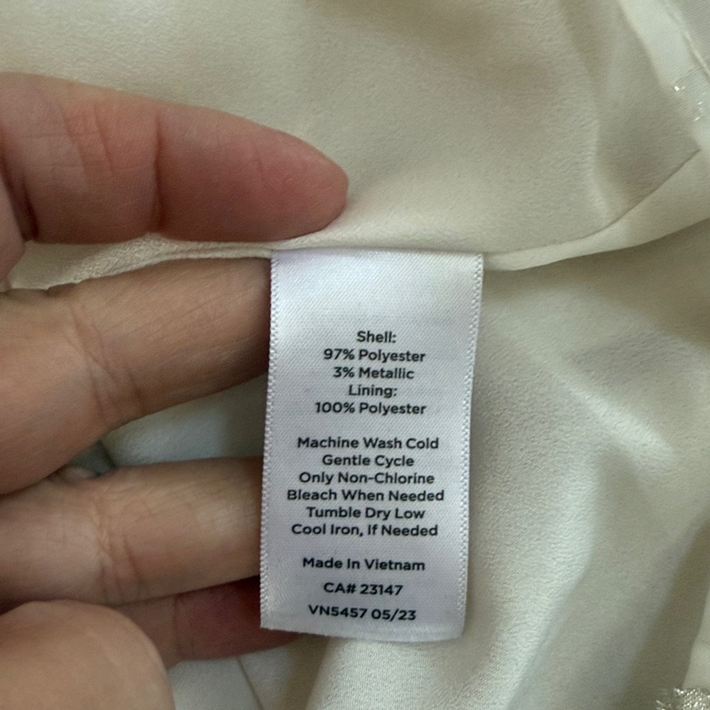 TALBOTS Cream Lined Sheer Blouse with Silver Details, Size Large - Picture 7 of 7